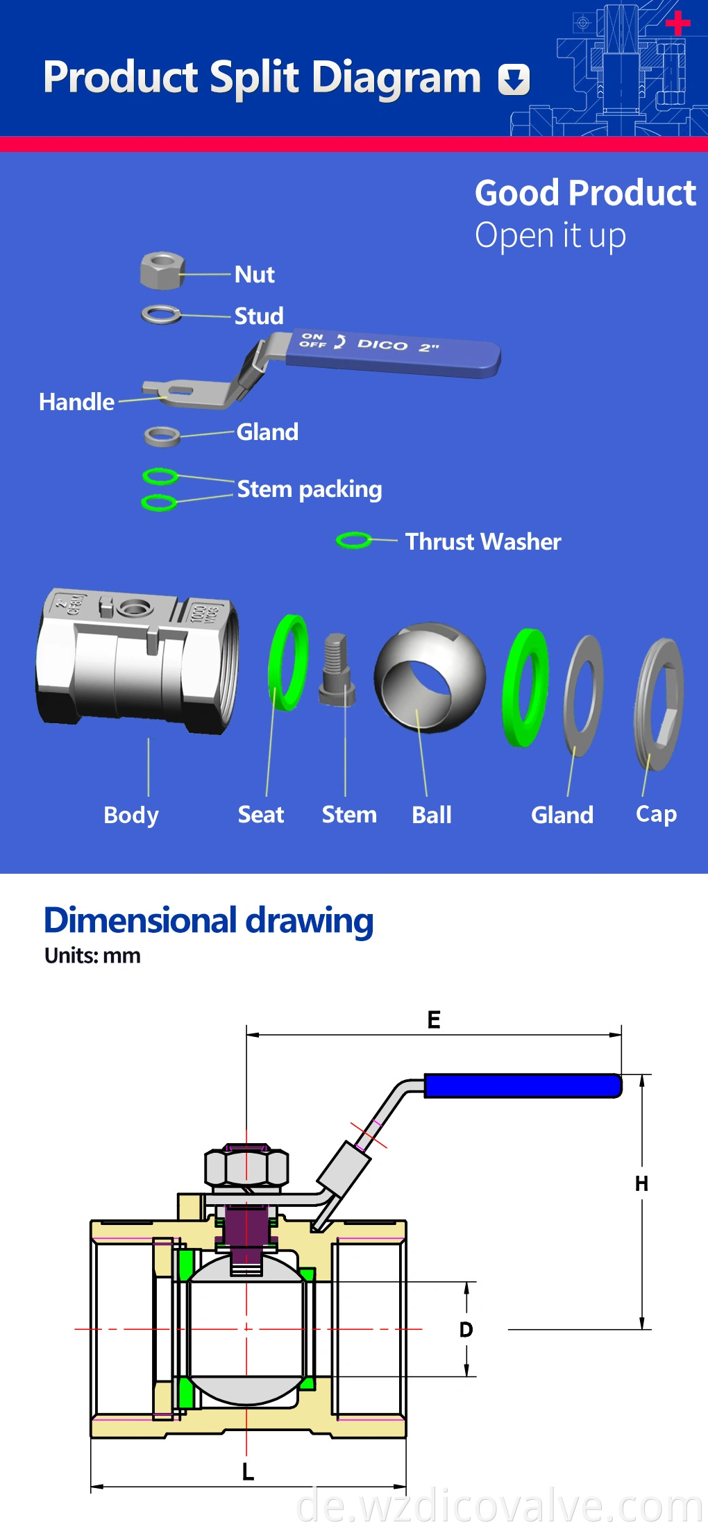 1pc stainless steel ball valve